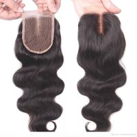 Wholesale 4x4 Lace Closure Malaysian Body Wave Human Hair Closure Free Middle Part Lace Closure Bleached Knots Human Hair Products