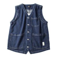 Wholesale Men s Vests Mens Tooling Denim Sleeveless Male Multipocket Vest Americal Retro Casual Waistcoat Jacket For And Women Tops WW5117