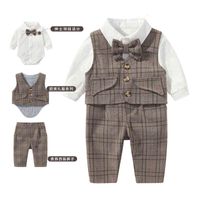 Wholesale 22 children s clothing baby cotton long sleeve top gentleman three piece boys suit one year old dress spring