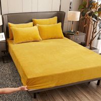 Wholesale Bedding Sets Elastic Fitted Sheet Crystal Velvet Bed Linen Mattress Cover Solid Color Spring Warm Soft Queen King