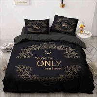 Wholesale 3D Black Bedding Sets Duvet Quilt Comforter Cover Set Bed Linen Pillowcase King Queen x210cm Size Only Gold Design Printed