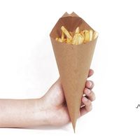 Wholesale Kraft Paper French Fries Box Cone Oil Proof Chips Bag Disposable Chips Cup Party Take out Food Package LLD11627