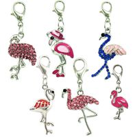 Wholesale JINGLANG Tone Colorful Enamel Alloy Mini Nice Mixed Pink Flamingo Charms DIY Women Necklace Pendant Jewelry Accessory Findings