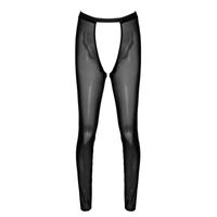 Wholesale Women s Panties Men Sexy Open Crotch Underwear Hollow Out Sheer See through Mesh Leggings Elastic Waistband Crotchless Skinny Pants Nightwea