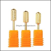Wholesale Aessories Tools Art Salon Health Beauty3 Professional Carbide Nail Drill Bit Fine Size Dome Round Top Electric File Gold Selling F055