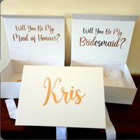 Wholesale Gift Wrap Custom Noble BOX Bridesmaid Groomsmen Proposal Box Maid Of Honour Box foil Gold Calligraphy Bridal Wedding Party