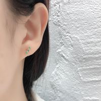 Wholesale 1Pair Piercing Sterling Silver Stud Earrings for Women Trend Jewelry Blue Turquoise Zircon Earrings Gifts to Girlfriend