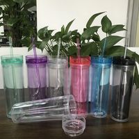 Wholesale Drinkware Skinny Tumbler With Lid Straw Blank Slim Cup Tall Coffee Mug Plastic Water Bottle Color Tumblers Custom Teacher Gift WLL89