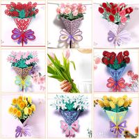 Wholesale Mothers Day Greeting Cards Postcard D POP UP Flower Thank You MOM Happy Birthday Invitation Customized Gifts Wedding Paper