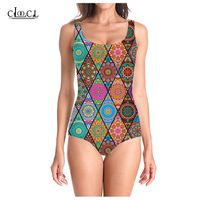 Wholesale CLOOCL Newest Popular Abstract Pattern D Print Summer Sleeveless Sexy Women Swimsuit Fashion Casual Swimsuits Beach One Piece Swimwear