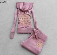 Wholesale Women s Two Piece Pants Juicy Suit Spring And Autumn Golden Velvet Sports Two piece Casual Sportswear Is Thin