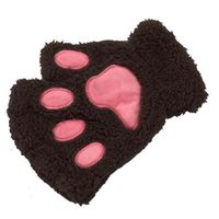 Wholesale FY Pair Winter Women Ladi Girls Lovely Glov Plush Warm Mittens Cute Cat Paw Short Fingerls Half Finger Glove