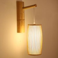 Wholesale Wall Lamp Bamboo Wicke Rattan Lantern Shade Chinese Asian Art Deco Sconce Light Luminaria For Restaurant Bedroom Bedside Hallway