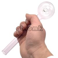 Wholesale QBsomk Cheapest Pyrex Glass Oil Burner Pipe Clear Glass Oil Burner Great Tube Glass Oil Nail Pipe for water bong cm lenght mm ball