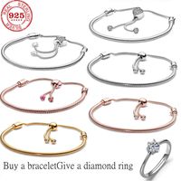 Wholesale FIT original pure silver crystal love flat charm bracelet designed for women to create fashion classic luxury jewelry