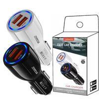 Wholesale QC3 A Car Charger Adapter Dual Usb Ports Fast Charger Quick Car Charge Power for iPhone pro max MacBook Samsung Huawei Android phone universal