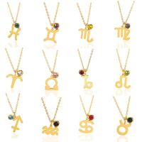 Wholesale Pendant Necklaces Twelve Constellation Necklace Retro Rhinestone Birthstone Zodiac For Women Girls Couple Jewelry