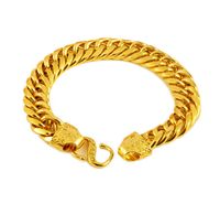 Wholesale 24K Gold Solid Diamond Cut Figaro Link Chain Bracelet for Men