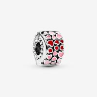 Wholesale 100 Sterling Silver Red Pink Hearts Charm Fit Pandora Original European Charms Bracelet Fashion Wedding Jewelry Accessories
