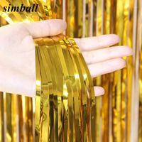 Wholesale Party Decoration x2M Rose Gold Foil Fringe Tinsel Curtain Tassel Garlands Wedding Pography Backdrop Christmas Birthday Supplies