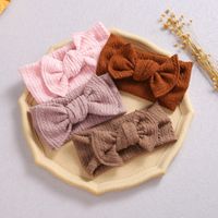 Wholesale Solid Ribbed Baby Bow Headband Top Knot Headwrap Newborn Shower Gifts Infant Hair Accessory