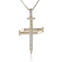 Wholesale Nail Cross Jesus Necklace Christ Pendants Bling CZ Fashion Jewelry For Women Hip Hop Charms Men quot Chain G0927