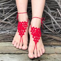 Wholesale Sports Socks LOOZYKIT Crochet Beach Bridal Anklet Barefoot Sandals Pool Wear Toe Ring Nude Foot Jewelry Victorian Lace Dance Yoga Shoe