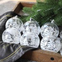 Wholesale 6pcs set White Snow Boxed Christmas Tree Drop Ball Window Decoration Ornaments Arrangement
