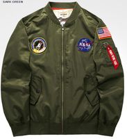 Wholesale new hot Pilot Jacket Coat Thin or Thick Bomber Ma1 Men Bomber Jackets NASA Embroidery Baseball Coats men cotton padded clothes M XL