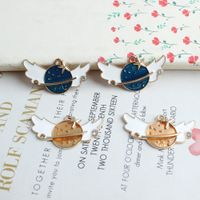 Wholesale New mm Gold Tone Plated Colorful Enamel Alloy Charms Cute Angle Wings Decorated Saturn Stars Necklace Pendants