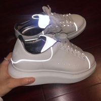 Wholesale 2020 Designer m REFLECTIVE Platform shoes for girl Women Men white black Leather Platform Shoes Flat Casual Party Wedding Sports