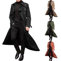 Wholesale Men s Trench Coats Business Men Coat Fashion Design Slim Double Breast Thin Windbreaker Male Spring Long Black Outwear Autumn