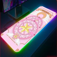 Wholesale Mouse Pads Wrist Rests Pink Magic Wand Animation RGB Rubber Gaming Pad LED Laptop Keyboard Mat Anti slip Choice CS GO Mousepad Xxl
