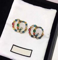 Wholesale Fashion color CZ stud earrings aretes for women party wedding engagement lovers gift jewelry with box