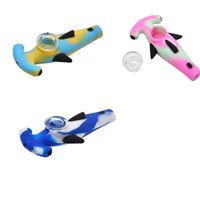 Wholesale 2021 Shark Silicone Smoking Pipe Mm Glass Bowl Silicone Bong Portable Hookah Water Pipe Pieces