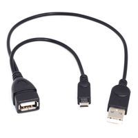 Wholesale Cell Phone Cables Micro USB Pin Host OTG Adapter with Power For Smartphones Tablet PC External U Disk Reader