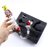 Wholesale Hot Glass Nectar Collector Premium Tobacco Bag Set Wax Container Silicone bong with Titanium nail Storage Jar Metal Dabber Smoking Pipe