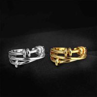 Wholesale Ins cool fashion creative irregular line winding plain female S925 silver net red same ring