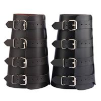 Wholesale 2019 Pu Leather Gloves Wide Bracelet Cuffs Protective Armor Armbands Chain Steampunk Cufflinks Bracelet Cosplay Props