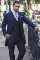 Wholesale Men s Suits Blazers Morning Tailcoat Style Men Notch Lapel Groom Tuxedos Blue Wedding Groomsmen Jacket Pants Vest Tie E361