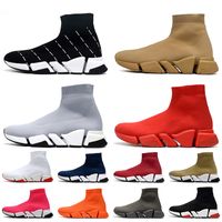 Wholesale 2022 Fashion Women Mens Sock Shoes Luxury Designer Casual Shoes Speed Hollow Clear Sole White Black Red Beige Grey Socks Knit Boots Loafers Flat Trainers Size