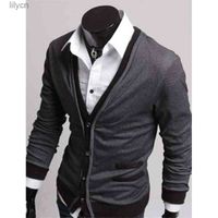Wholesale Men Cardigan Sweaters Fashion Wool Knitwear Male V Neck Collar Outerwear Clothing Single breast Asian Size
