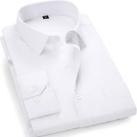 Wholesale New Brand Lapel White Mens Shirts Single Pocket Slim Fit Wedding Men Solid Color Casual Button Down Shirt awu A2UO