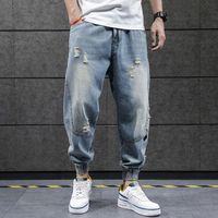 Wholesale Men s Pants Hip Hop Harem Jeans Men Loose Joggers Denim Casual Sweatpants Korea Ankle Length Trousers Streetwear