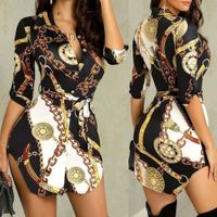 Wholesale Dresses Butterfly autumn and Casual winter fashion sexy gold chain skirt print drs
