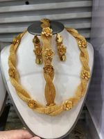 Wholesale Earrings Necklace Luxurious K High End Temperament Real Gold Arab Dubai Jewelry Set Plated Wedding Earring Ladies Gift
