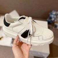 Wholesale 2021 Women Oblique D Designer Shoes Flat White Shoes Early Spring Shell Head Cowhide Casual Sneakers joker thick soled leisure size With box