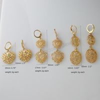 Wholesale Stud MIN ORDER CAN MIX DESIGN STYLES YELLOW GOLD GP OVERLAY COATED HUGGIE DANGLE HEART AND OVAL CHARM EARRING