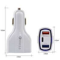 Wholesale 3 Port Car Charger W Type C USB Ports Fast Quick Charging Auto Power Aadapter V A For ipad iPhone XR Pro Max Smart Phone