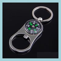 Wholesale Openers Kitchen Tools Kitchen Dining Bar Home Garden Outdoor Compass Bottle Opener With Metal Key Ring Chain Keyring Keychain Wine Beer T